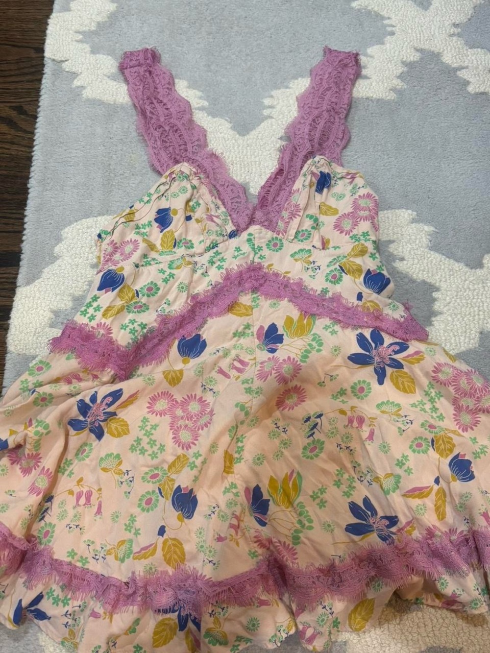 UO Tiffany Lace Trim Mini Dress - Picture 2 of 6